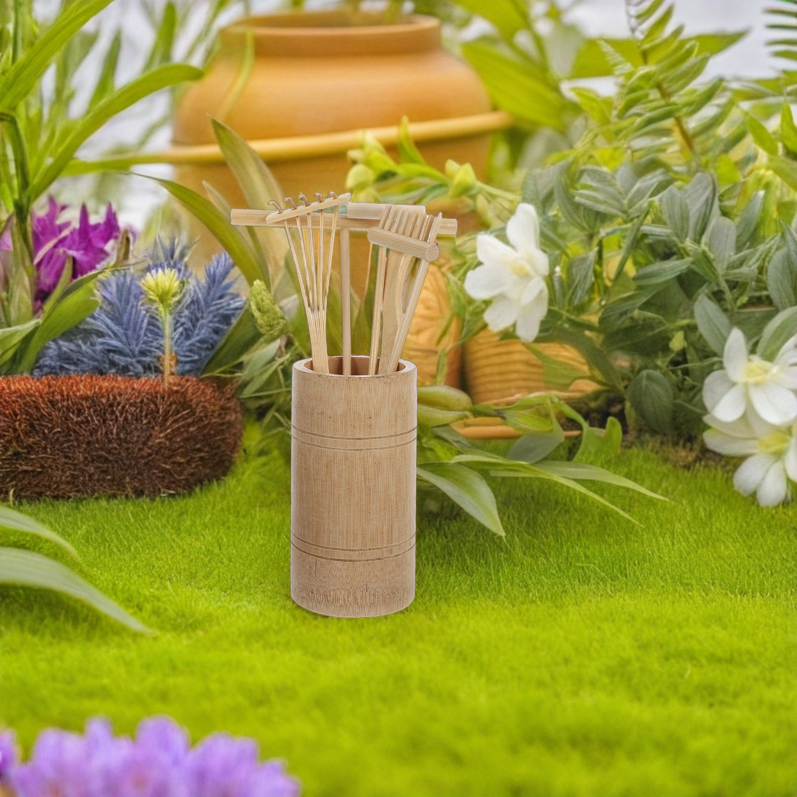 1Set Zen Sand Rake Set Bamboo  - Zen Gardening Tools 评论和价格