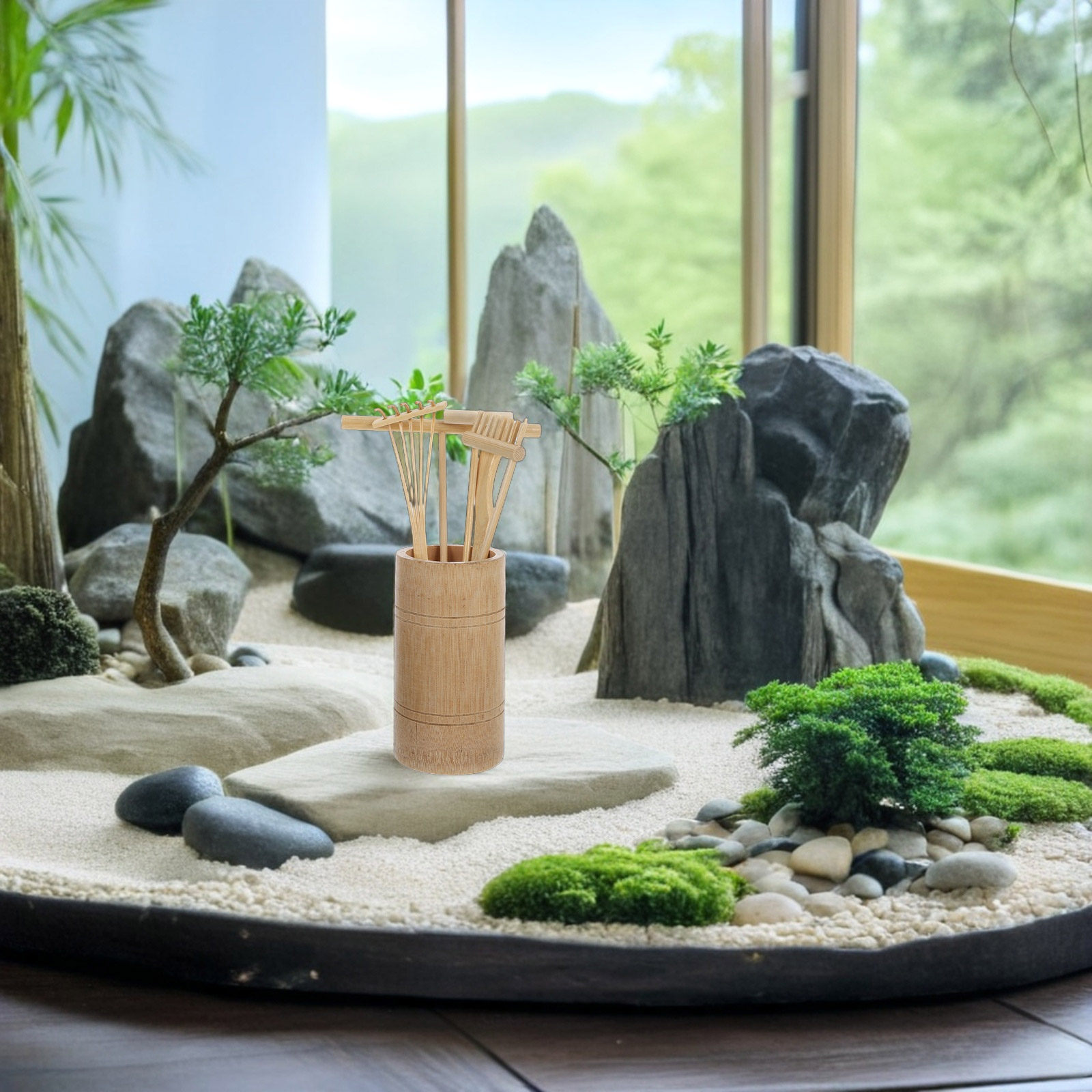 1Set Zen Sand Rake Set Bamboo  - Zen Gardening Tools 评论和价格