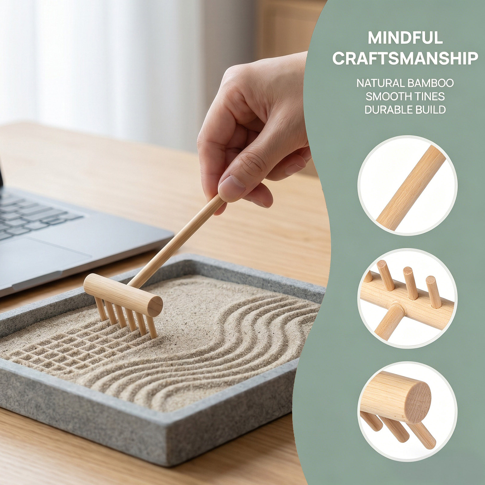 10Pcs Mini Bamboo Zen Garden R - Zen Gardening Tools 评论和价格
