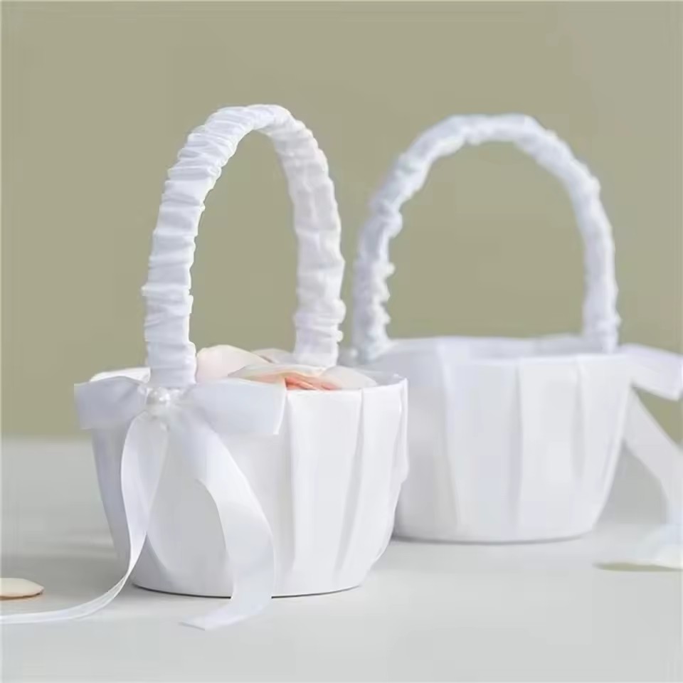 Wedding White Satin Bow Flower - Gardening Tools Girls 评论和价格
