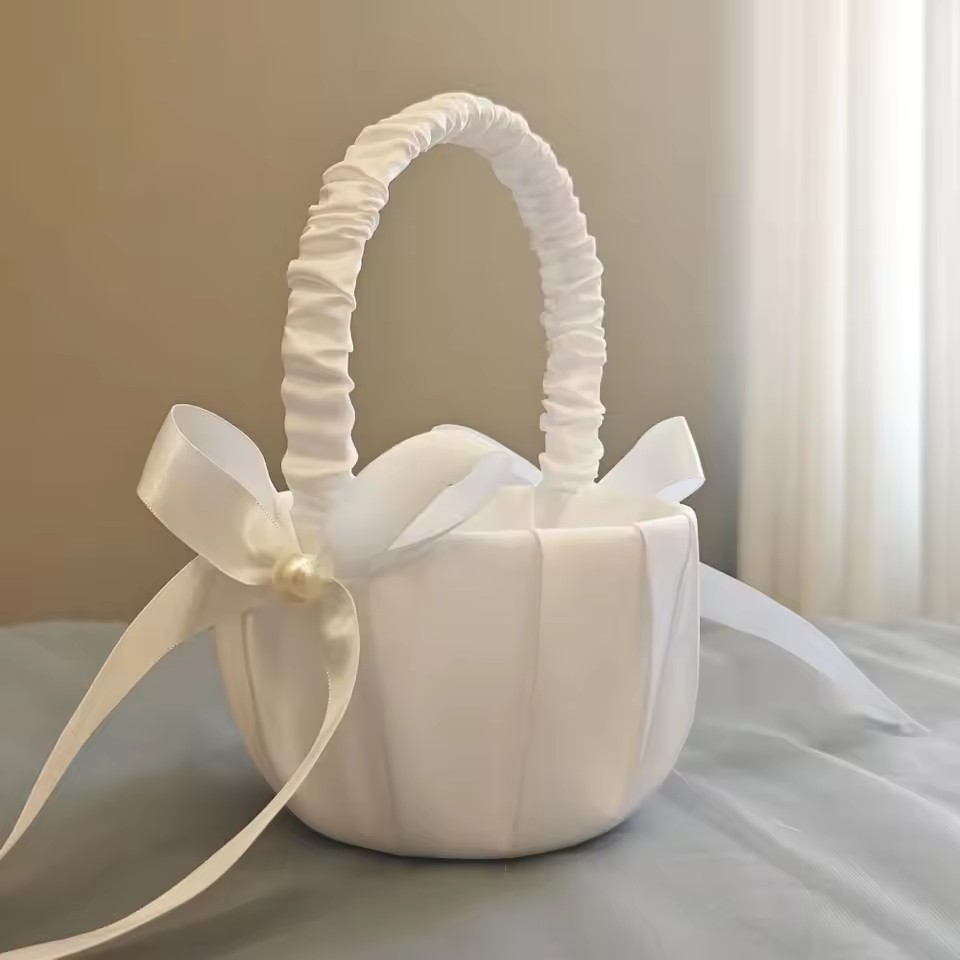 Wedding White Satin Bow Flower - Gardening Tools Girls 评论和价格