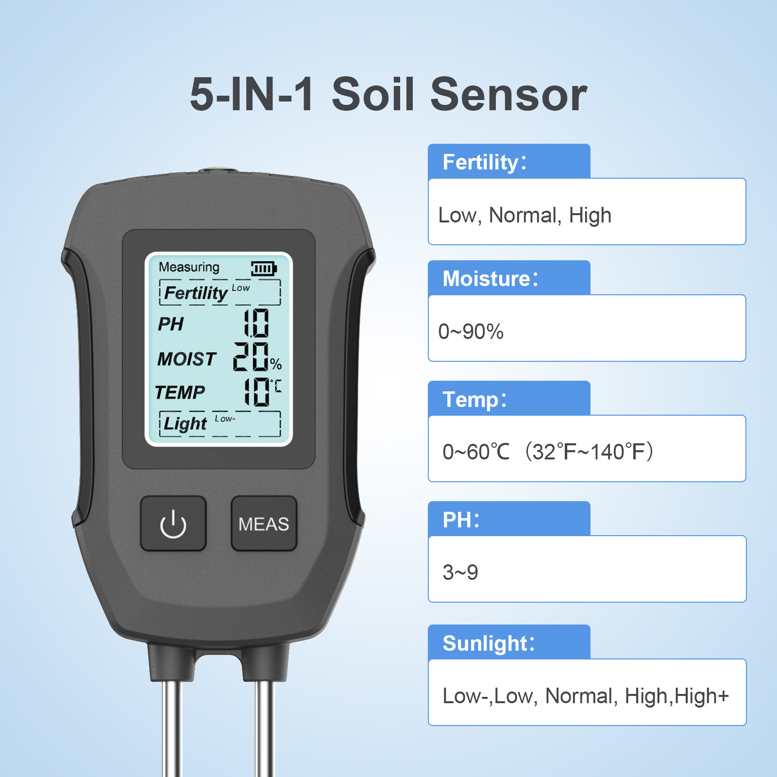 Screen display 5-in-1 soil det - Soil Ph Meter 评论和价格