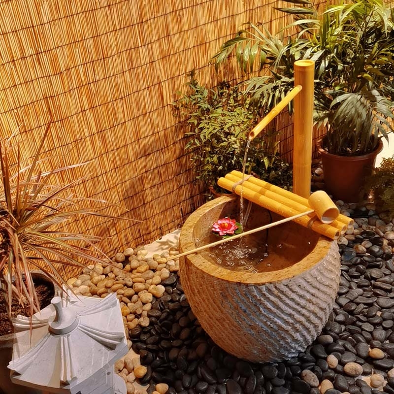 Japanese bamboo Jinglu stone b - Zen Gardening Tools 评论和价格