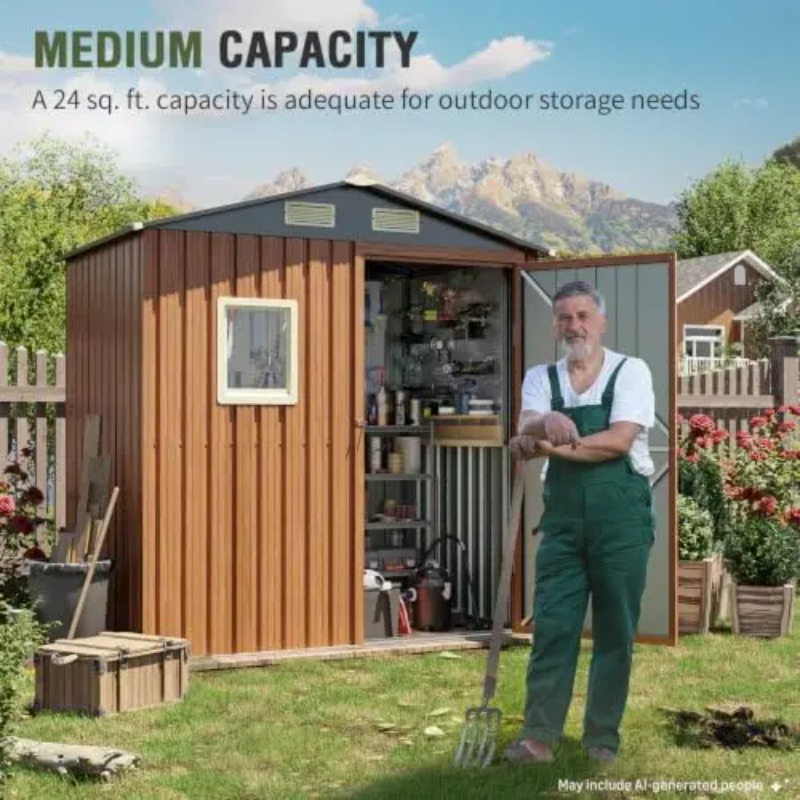 Outdoor Storage Shed 6x4 Ft, L - Gardening Tools Of 评论和价格