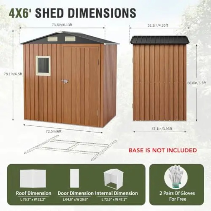 Outdoor Storage Shed 6x4 Ft, L - Gardening Tools Of 评论和价格